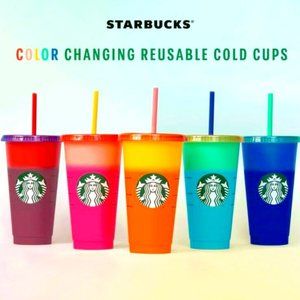 NEW Starbucks 2020 Color Changing Gradient Reusable Cold Cups, Set of 5